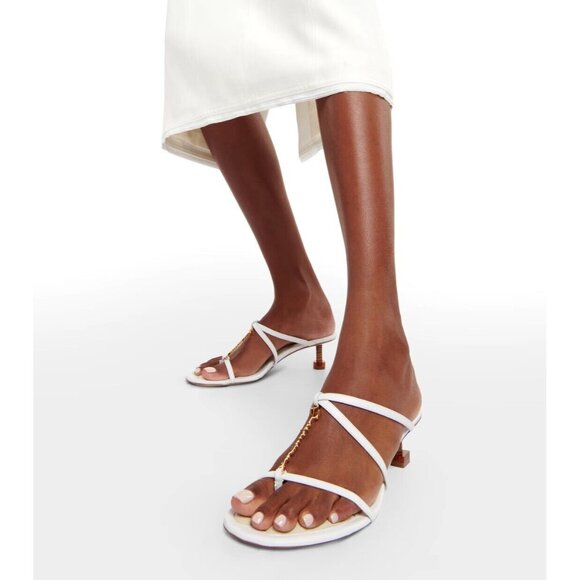 JACQUEMUS Les Sandales Basses Pralu White Sandals - Picture 1 of 10